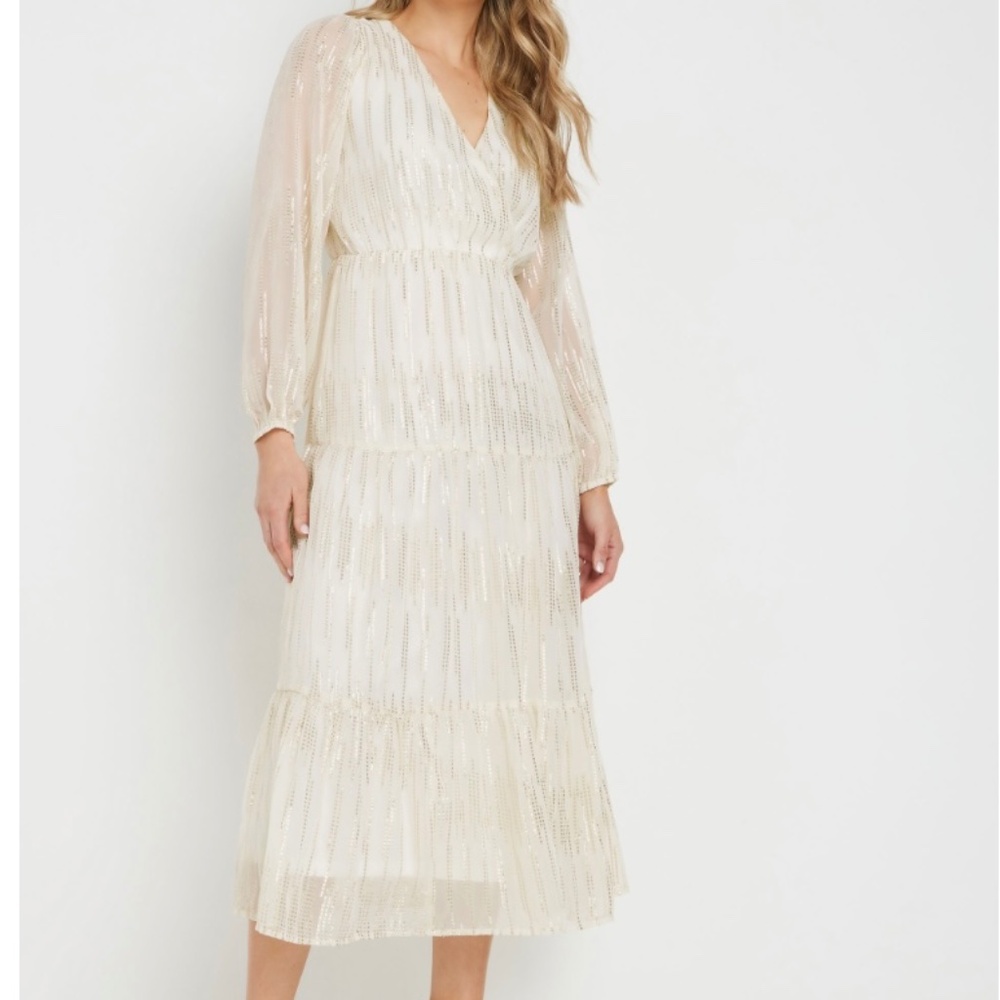 Long Tall Sally Ivory with gold accent dress